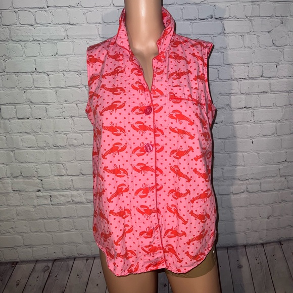 Alexandra Bartlett Tops - alexandra bartlet pink & red lobster button down top size M